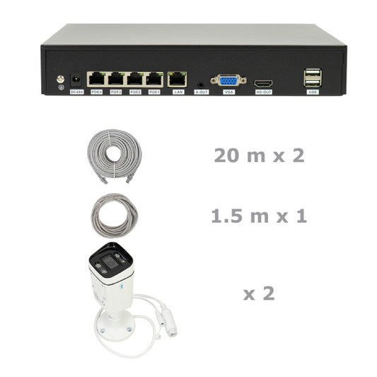 Pachet supraveghere video NVR POE PNI House IP810, 2 camere PNI IP8POE, 8MP si cabluri incluse
