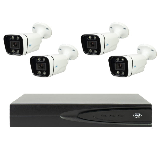 Pachet supraveghere video NVR POE PNI House IP810, 4 camere PNI IP8POE, 8MP si cabluri incluse