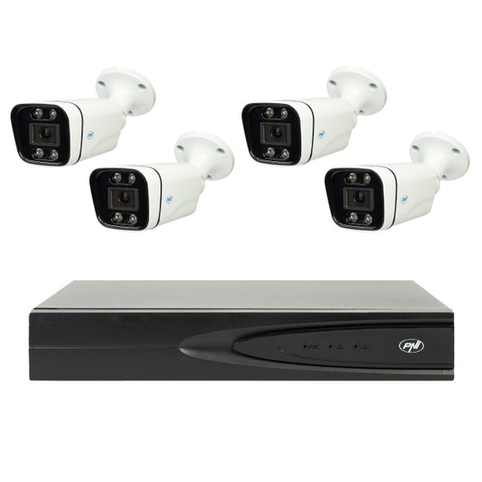 Pachet supraveghere video NVR POE PNI House IP810, 4 camere PNI IP8POE, 8MP si cabluri incluse