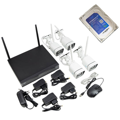 Pachet supraveghere video PNI House WiFi660 NVR cu 4 camere wireless, 3MP si HDD PNI SafeHouse 1TB, 3.5'' inclus