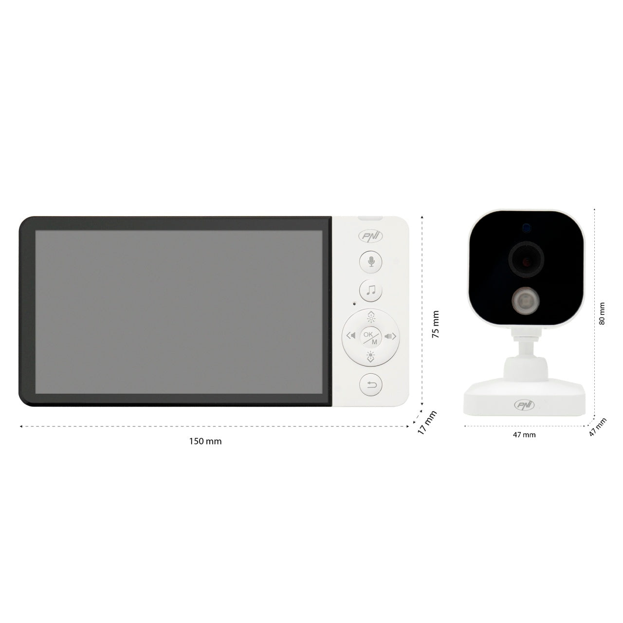 Pachet Video Baby Monitor PNI BM500 ecran 5 inch wireless 2.4 GHz si Sticky Pad Drapel inclus