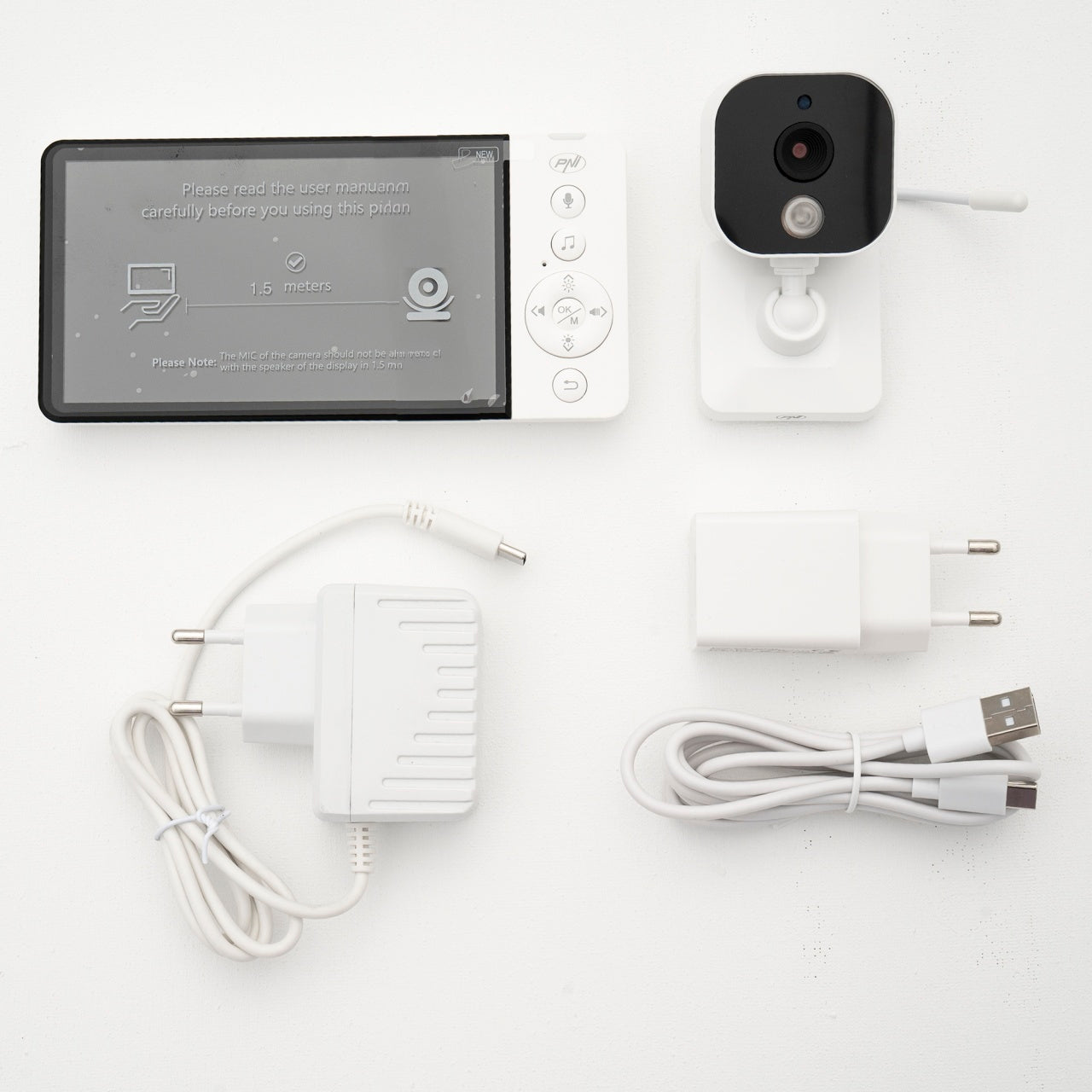 Pachet Video Baby Monitor PNI BM500 ecran 5 inch wireless 2.4 GHz si Sticky Pad Drapel inclus