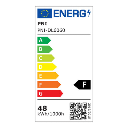 Panou LED PNI H-Light 6060 48W, 600x600mm, 4800lm, 6400K, de interior, incastrabil, alb rece