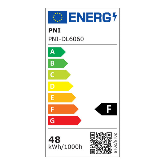Panou LED PNI H-Light 6060 48W, 600x600mm, 4800lm, 6400K, de interior, incastrabil, alb rece