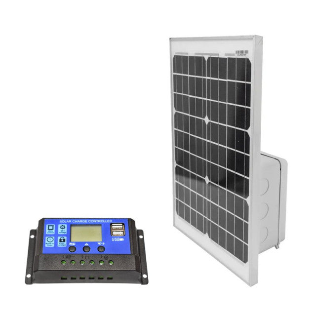 Panou solar 20W 460x350x135mm cu baterie 12V/17Ah, regulator 12/24V 10Ah
