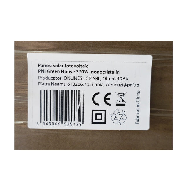 Panou solar fotovoltaic PNI Green House 370W monocristalin, 120 celule, 11A