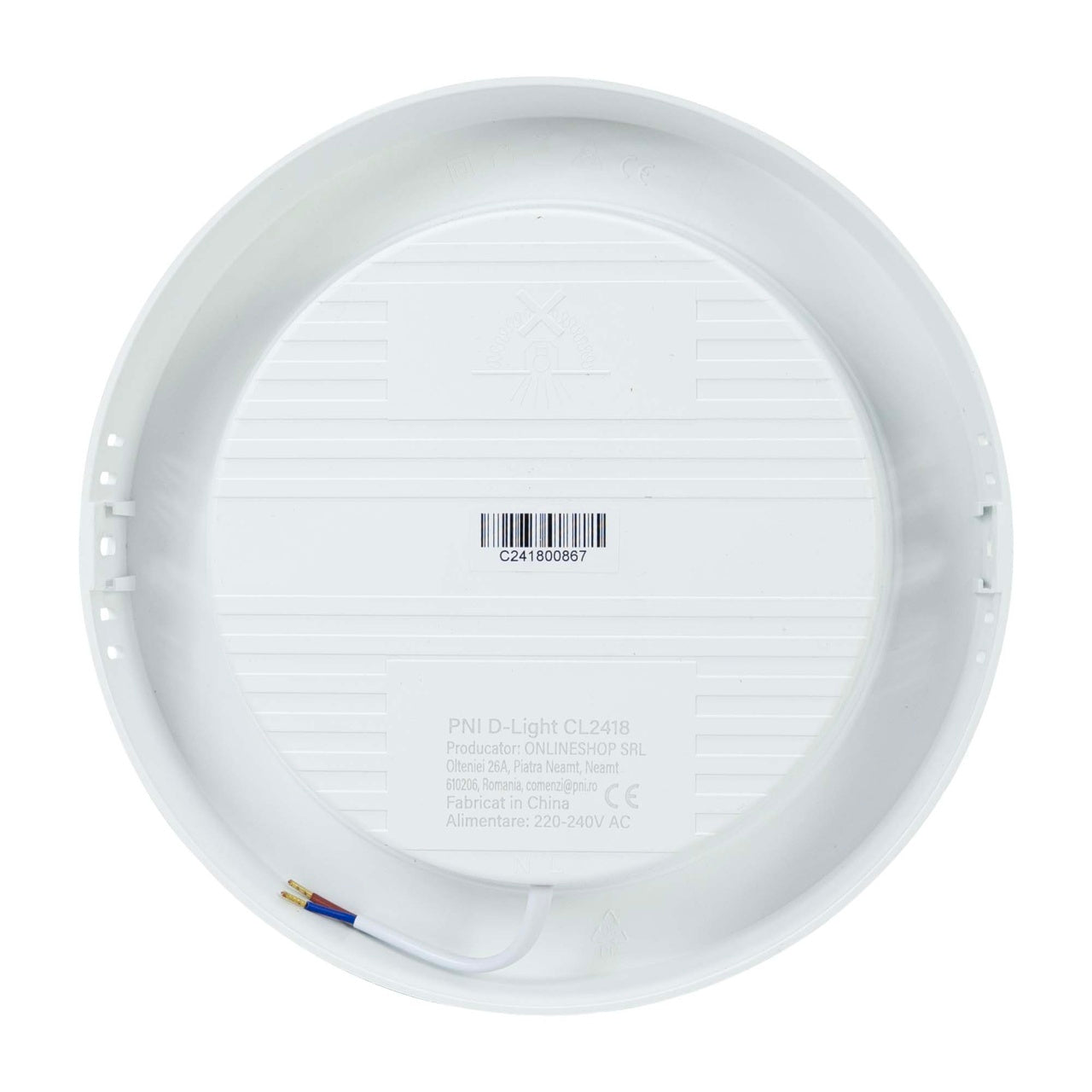 Plafoniera LED PNI D-Light CL2418 18W, rotunda 21.7 cm, 6400K, 230V, 1980 lm, alb rece