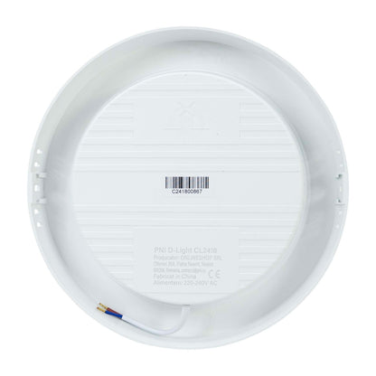 Plafoniera LED PNI D-Light CL2418 18W, rotunda 21.7 cm, 6400K, 230V, 1980 lm, alb rece
