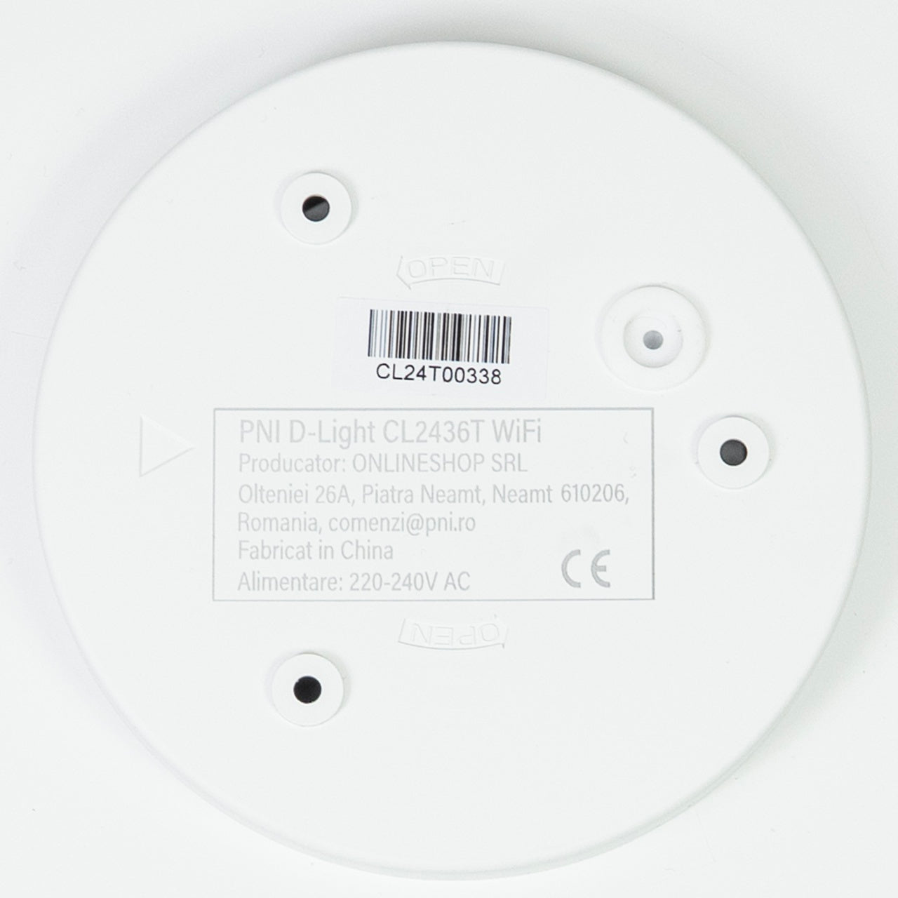 Plafoniera LED PNI D-Light CL2436T Wi-Fi, RGBW, 36W, dimabila, rotunda 41 cm, 3000K-6500K, alimentare 230V, 3600 lm, alb, control din Tuya app