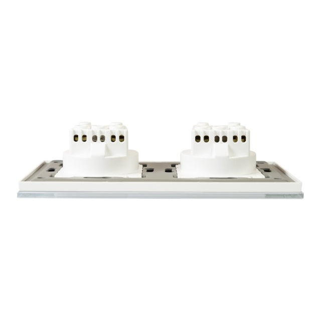Priza dubla incastrabila PNI WP202W, cu rama din sticla, 16A, 2X3000W, 230V, alb