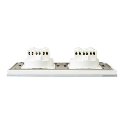 Priza dubla incastrabila PNI WP202W, cu rama din sticla, 16A, 2X3000W, 230V, alb