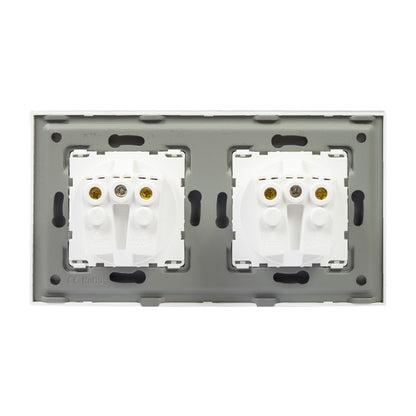 Priza dubla incastrabila PNI WP202W, cu rama din sticla, 16A, 2X3000W, 230V, alb