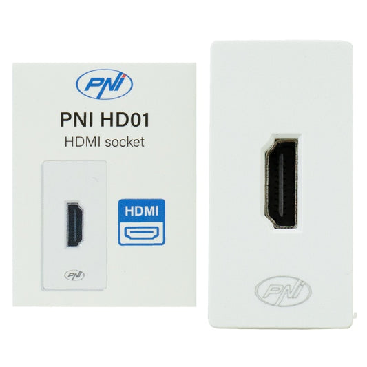 Priza HDMI PNI HD01 modulara, montaj incastrat, alb