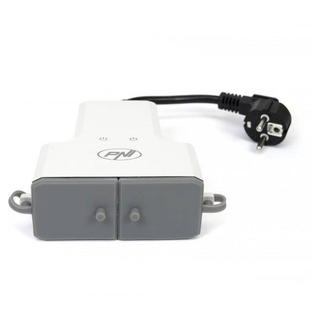 Priza inteligenta dubla de exterior PNI SafeHome PT840S WiFi comanda prin internet, aplicatie de mobil Tuya Smart, integrare in scenarii si automatizari smart cu alte produse compatibile Tuya, Alexa s
