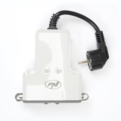 Priza inteligenta dubla de exterior PNI SafeHome PT840S WiFi comanda prin internet, aplicatie de mobil Tuya Smart, integrare in scenarii si automatizari smart cu alte produse compatibile Tuya, Alexa s