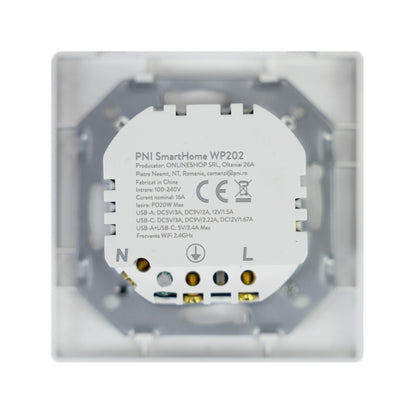 Priza inteligenta PNI SmartHome WP202 WiFi, montaj ingropat, control prin internet, aplicatie dedicata Tuya Smart, compatibila Amazon Alexa si Google Home