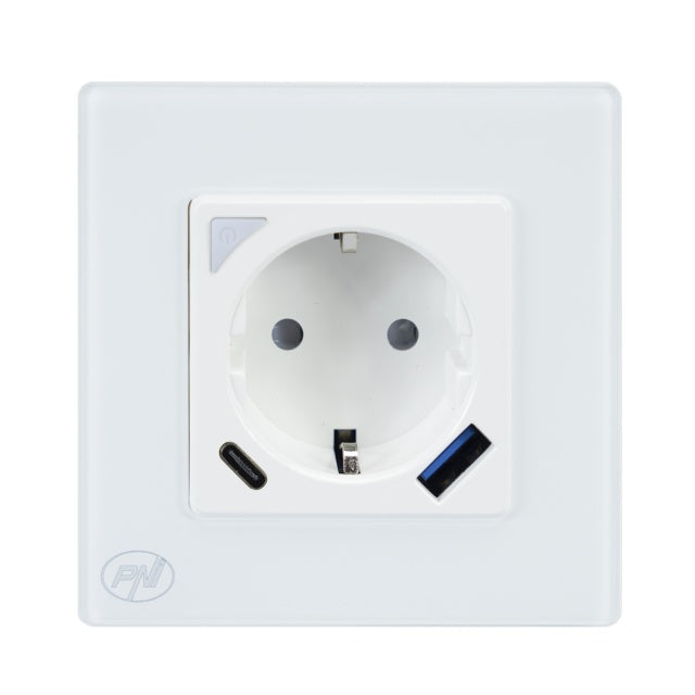 Priza inteligenta PNI SmartHome WP202 WiFi, montaj ingropat, control prin internet, aplicatie dedicata Tuya Smart, compatibila Amazon Alexa si Google Home