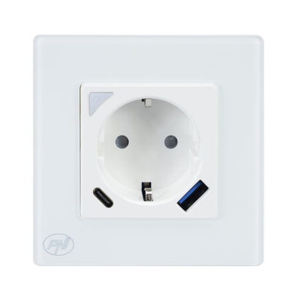 Priza inteligenta PNI SmartHome WP202 WiFi, montaj ingropat, control prin internet, aplicatie dedicata Tuya Smart, compatibila Amazon Alexa si Google Home
