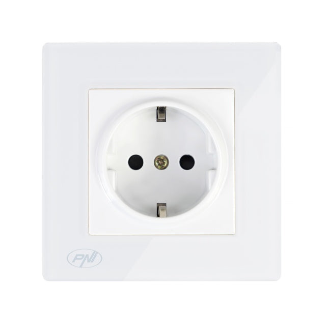 Priza simpla incastrabila PNI WP101 cu rama din sticla, 16A, 3700W, 230V