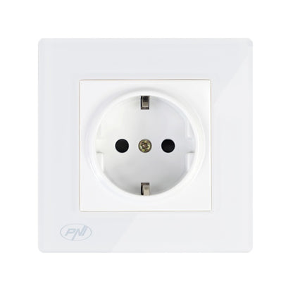 Priza simpla incastrabila PNI WP101 cu rama din sticla, 16A, 3700W, 230V