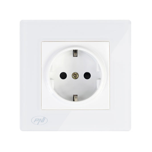 Priza simpla incastrabila PNI WP101 cu rama din sticla, 16A, 3700W, 230V