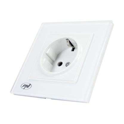 Priza simpla incastrabila PNI WP101 cu rama din sticla, 16A, 3700W, 230V
