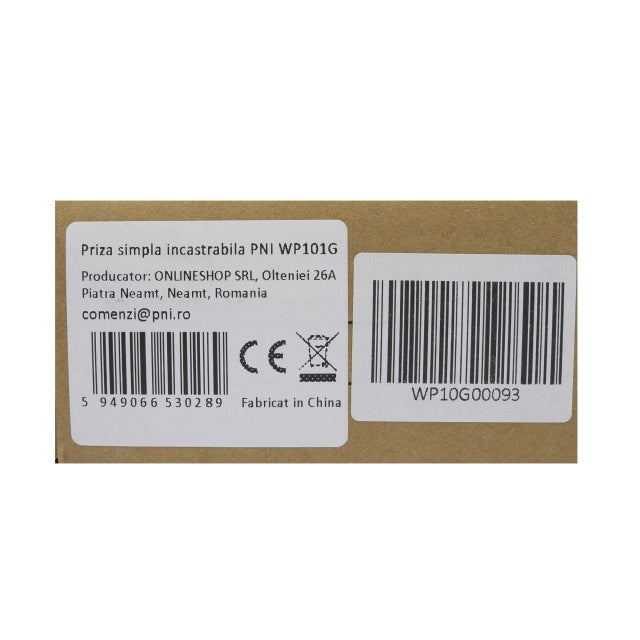 Priza simpla incastrabila PNI WP101G cu rama din sticla, Gold culoare auriu, 16A 3000W
