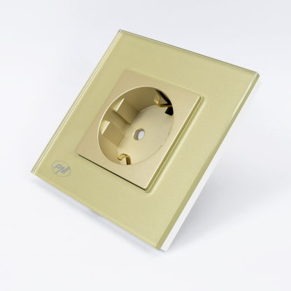 Priza simpla incastrabila PNI WP101G cu rama din sticla, Gold culoare auriu, 16A 3000W