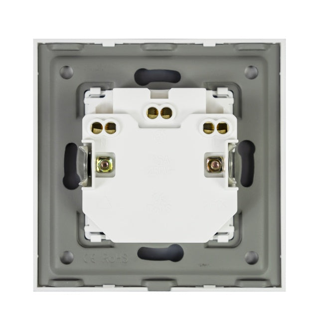 Priza simpla x2 incastrabila PNI WP222W cu rama din sticla culoare alb