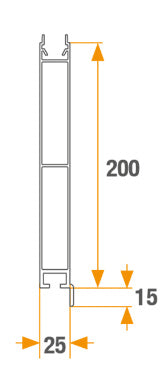 Profil aluminiu anodizat 2500 mm, T5 inferior
