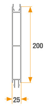 Profil aluminiu anodizat 2500 mm, T5 intermediar