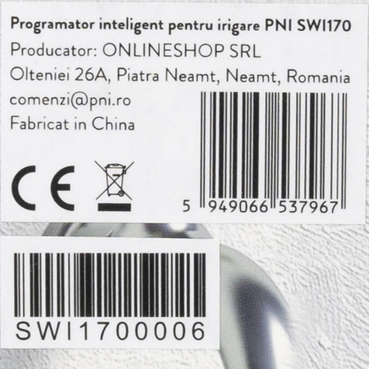 Programator inteligent pentru irigare PNI SWI170, Wi-Fi, racord 3/4 sau 1/2, 1700 l/h, control prin aplicatie Tuya, compatibil cu Amazon Alexa si Google Home