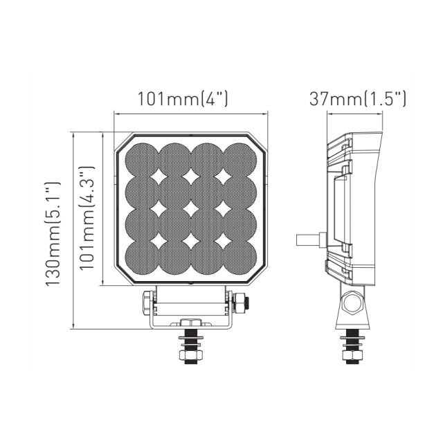 Proiector patrat 16xLED-URI waterproof IP67