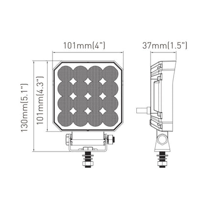 Proiector patrat 16xLED-URI waterproof IP67