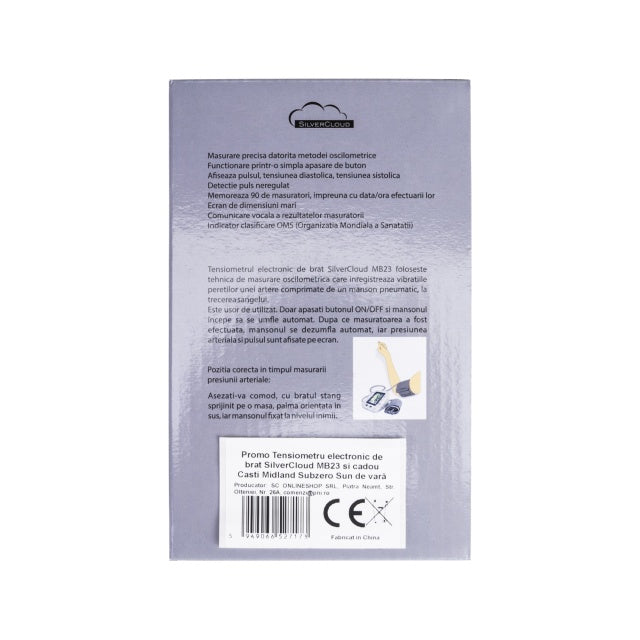 Promo Tensiometru electronic de brat SilverCloud MB23 si cadou Casti Midland Subzero Sun pentru vară