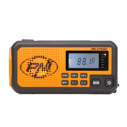 Radio portabil PNI DYN300, cu dinam, incarcare solara, lanterna, powerbank 4000 mAh, SOS, IPX3, orange