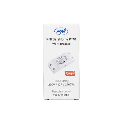 Releu inteligent PNI SafeHome PT10 WiFi, ON / OFF iesire 230V 10A, comanda prin internet, aplicatie de mobil Tuya Smart integrare in scenarii si automatizari smart cu alte produse compatibile Tuya