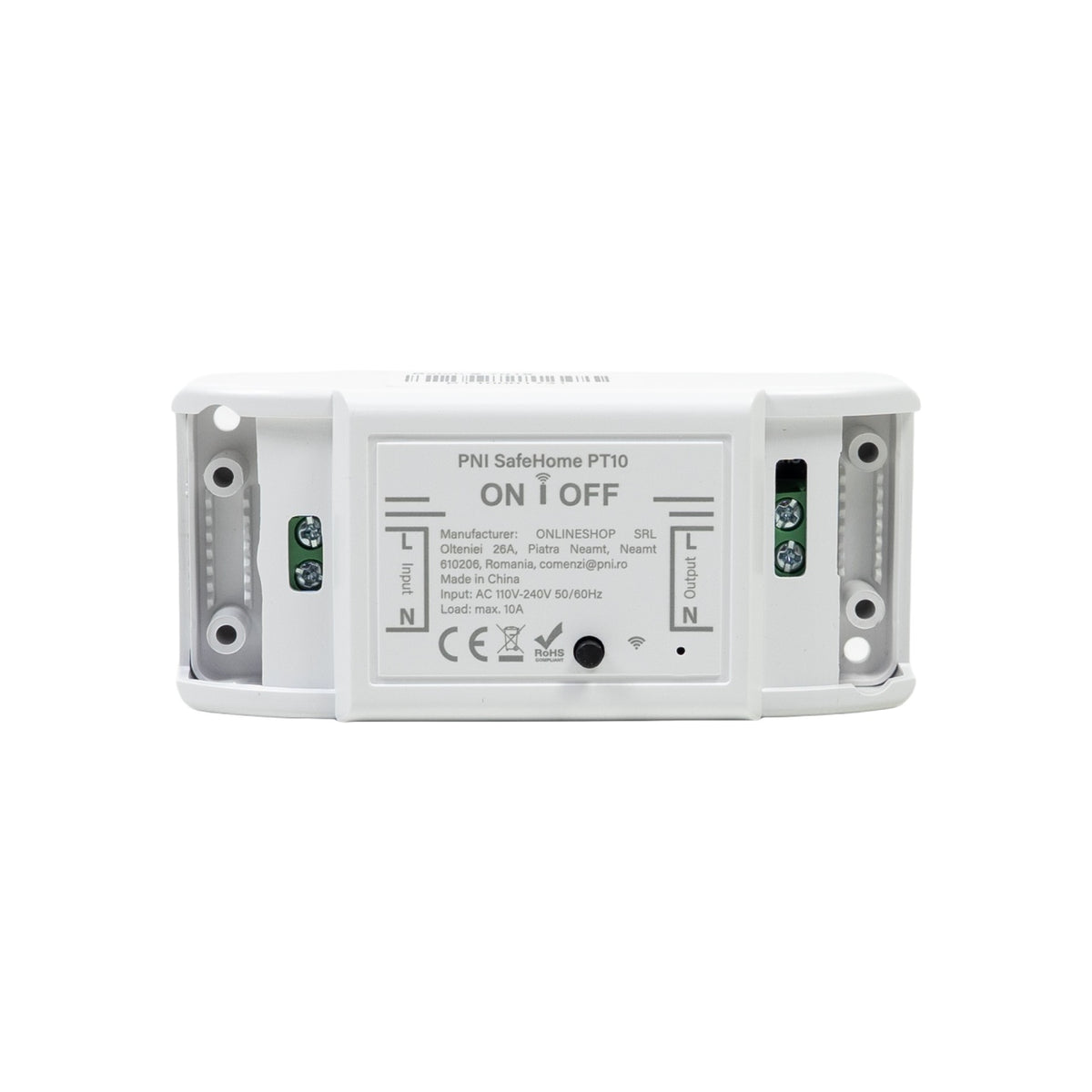 Releu inteligent PNI SafeHome PT10 WiFi, ON / OFF iesire 230V 10A, comanda prin internet, aplicatie de mobil Tuya Smart integrare in scenarii si automatizari smart cu alte produse compatibile Tuya