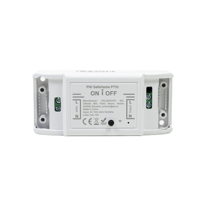 Releu inteligent PNI SafeHome PT10 WiFi, ON / OFF iesire 230V 10A, comanda prin internet, aplicatie de mobil Tuya Smart integrare in scenarii si automatizari smart cu alte produse compatibile Tuya