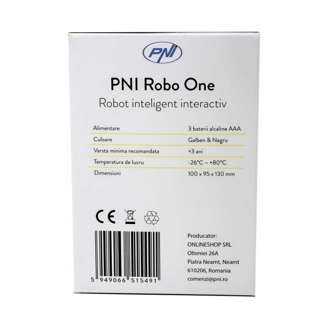 Robot inteligent interactiv PNI Robo One, control vocal, butoane tactile, galben