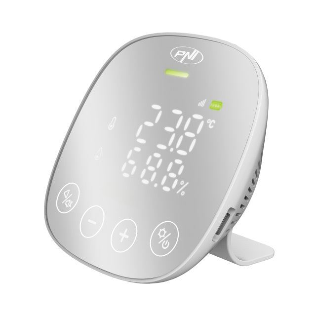 Senzor de calitate a aerului si dioxid de carbon (CO2) PNI SafeHouse HS291 cu Wi-Fi, control din aplicatia Tuya Smart, monitorizare CO2, temperatura, umiditate, afisare data ora, meniu setari, acumula