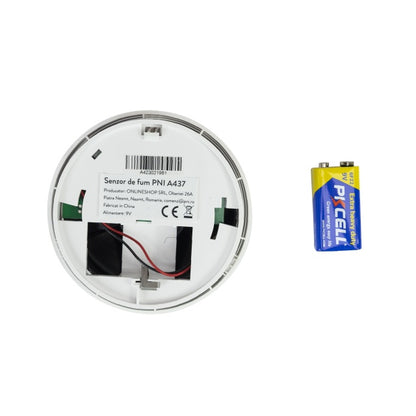 Senzor de fum PNI A437, standalone, cu alarmare sonora si luminoasa, 85dB, interior, alb