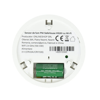 Senzor de fum PNI SafeHouse HS261 cu Wi-Fi, control din aplicatia Tuya Smart, alimentare baterie 3V, 85dB, alarma sonora si vizuala, alarma silentioasa
