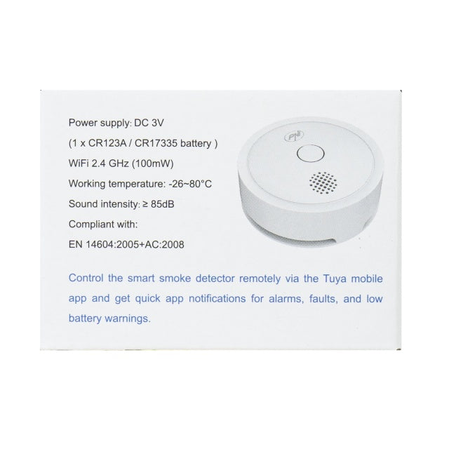 Senzor de fum PNI SafeHouse HS261 cu Wi-Fi, control din aplicatia Tuya Smart, alimentare baterie 3V, 85dB, alarma sonora si vizuala, alarma silentioasa