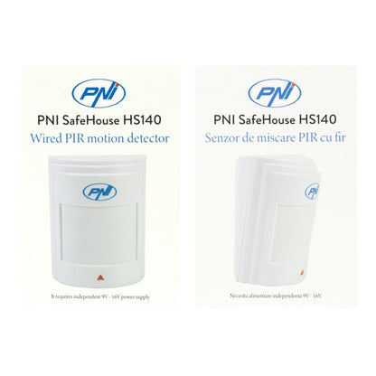 Senzor de miscare PIR cu fir PNI SafeHouse HS140 pentru sisteme de alarma compatibil cu PNI HS600 si PNI HS650