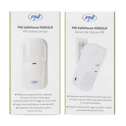 Senzor de miscare PIR PNI SafeHouse HS003LR fara fir pentru sisteme de alarma wireless