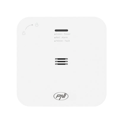 Senzor de monoxid de carbon (CO) PNI SafeHouse HS281 cu Wi-Fi, control din aplicatia Tuya Smart, alimentare baterii AA, 85dB, alarma sonora si vizuala, alarma silentioasa