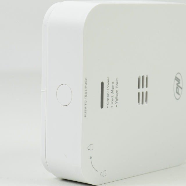 Senzor de monoxid de carbon (CO) PNI SafeHouse HS281 cu Wi-Fi, control din aplicatia Tuya Smart, alimentare baterii AA, 85dB, alarma sonora si vizuala, alarma silentioasa