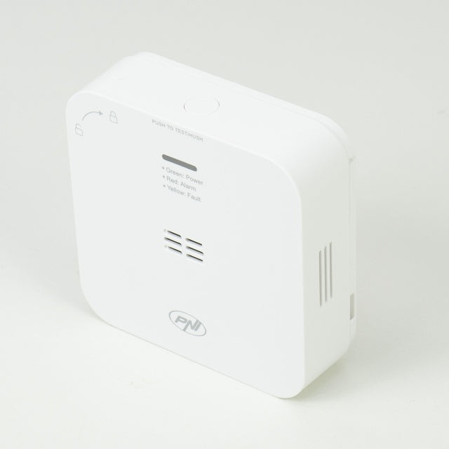 Senzor de monoxid de carbon (CO) PNI SafeHouse HS281 cu Wi-Fi, control din aplicatia Tuya Smart, alimentare baterii AA, 85dB, alarma sonora si vizuala, alarma silentioasa