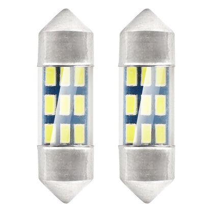 Set 2 becuri auto AMIO , LED 9 SMD 3014, 31mm, 12V, capac sticla, leduri alb sofit Festoon